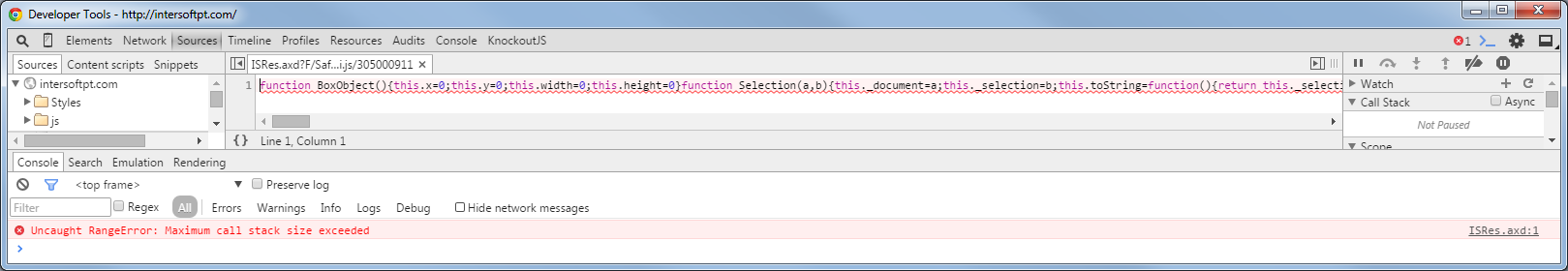 intersoft solutions community webgrid enterprise chrome rangeerror maximum call stack size exceeded
